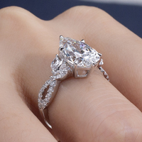 MSR-1940 or 18 carats 3ct E VS1 taille poire laboratoire cultivé diamant émeraude bague de fiançailles personnalisée exposition bijoux pour femme mariage IGI
