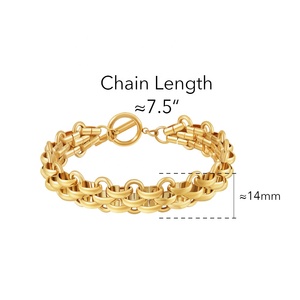 Ultima serie di gioielli in acciaio inox placcato oro 18K geometrico liscio bracciale a catena spessa alla moda per le donne bracciale B232376