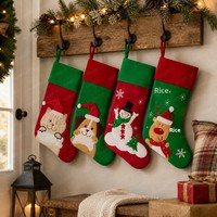 Chaussette de Noël, sac cadeau, décorations de chaussettes de Noël transfrontalières pour animaux de compagnie, bonhomme de neige, pendentifs pour sapin de Noël, chaussettes bonhomme de neige et renne