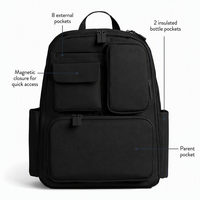 Sac à dos utilitaire à 17 poches, sac à couches avec porte-bouteilles isothermes, poignée pour chariot, sangles pour poussette et matelas à langer inclus
