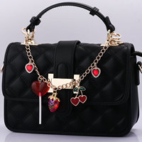 Tas Selempang Vintage Y2K Berhias Mutiara, Kristal, dan Rantai Bunga Buah, Manis, Feminin, dan Cantik,  Tas Tangan Kristal, Tas Selempang, Gantungan Kunci
