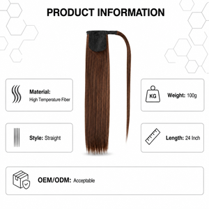 Extensión de Cola de Caballo Sintética de Fibra de Alta Temperatura, Lisa y Sedosa, con Cinta Adhesiva, <span class=keywords><strong>para</strong></span> Mujer - Product Image 3