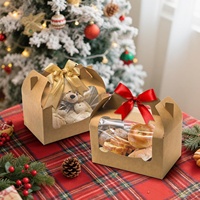 Boîte en Papier Kraft Pliable à Pignon avec Poignée pour Emballage Personnalisé de Cupcakes, Bonbons, Barres de Chocolat et Fenêtre Transparente