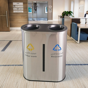 Trong Nhà Đôi Flip-Up Thép Không Gỉ Thân Thiện Với Môi Hình Chữ Nhật Chất Thải Container Đứng Lưu Trữ Xô Nắp Tái Chế Thùng Rác - Product Image 5