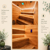 Kaca panorama merah Cedar halaman belakang taman mewah 2 4 Orang kayu ditembakan jauh inframerah rumah Villa luar ruangan  Sauna