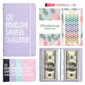 Carnet de budget A6 en cuir PU avec 100 enveloppes <span class=keywords><strong>pour</strong></span> économies sur 100 jours, <span class=keywords><strong>classeur</strong></span> de rangement avec 100 enveloppes réutilisables <span class=keywords><strong>pour</strong></span> le suivi des économies - Product Image 4