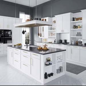 Armoire modulaire RTA à cadre ultra-fin, style shaker blanc, avec tiroir, panier, vente en gros, panneau mélaminé, porte en acrylique, dosseret - Product Image 2