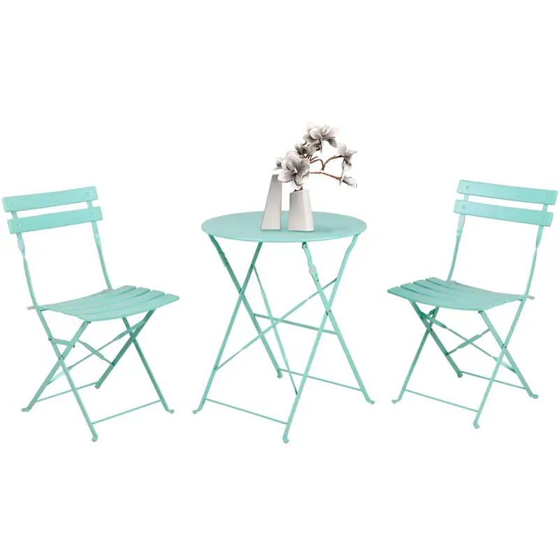 Outdoor/Indoor Gesprek Set Voor Patio Yard Garden Macaron Blauw Metalen Vouwen Bistro Set 2 Stoelen En 1 Tafel