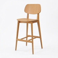 Tabouret de bar en bois de hêtre massif avec siège et dossier rembourrés, style moderne pour restaurant et café