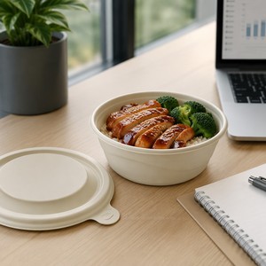Conteneur alimentaire jetable en amidon de maïs respectueux de l'environnement avec couvercle, boîte à repas compostable pour la restauration, vente en gros - Product Image 1