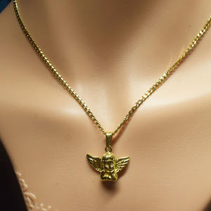 <span class=keywords><strong>Collana</strong></span> da Uomo Hip Hop alla Moda in Acciaio Inossidabile Catena Cubana 3mm Placcata Oro <span class=keywords><strong>con</strong></span> Ciondolo Angelo Bambino <span class=keywords><strong>con</strong></span> Ali - Product Image 6