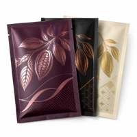 Sachet plat imprimé de qualité alimentaire à trois soudures avec encoche de déchirement pour feuilles de nori grillées et snacks de fruits de mer séchés