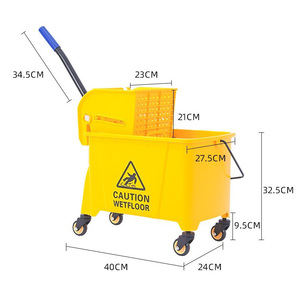 Seau <span class=keywords><strong>à</strong></span> serpillière professionnel ProMfg en plastique épaissi avec essoreuse manuelle, conception mobile, roues silencieuses, capacité <span class=keywords><strong>de</strong></span> 400 lb, réglable pour le nettoyage - Product Image 1