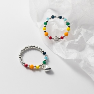 Anillos Divertidos Unisex de Plata 925, Chapados en Rodio, con Cuerda Elástica, Cuentas Coloridas, Dijes, Circonita Certificada CMA para Niños y Bodas - Product Image 4