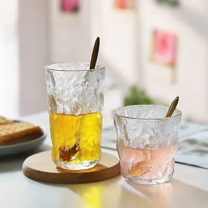 300ml, 380ml glacier pattern thickened glass water cup