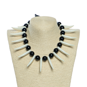 Samoan Ula Nifo Necklace Faux Boars Tusks Strand 14 Inch Hawaiian Chains Anniversary <strong>Gift</strong> - Product Image 1