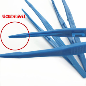 Plastic Tweezers 18cm Straight Head With Teeth Design For Home Use Blue Color - Product Image 1