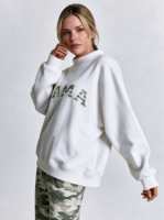 Sweat-shirt à col montant pour femme en viscose à pois, molleton de coton, coupe ample, style streetwear décontracté