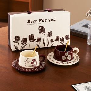 Wholesale <b>Floral</b> Tea Cup and Saucer Set Ceramic Coffee Mugs Couple Gift Set - Product Image 6