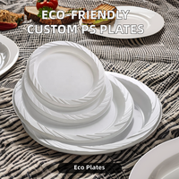 Fournitures de vaisselle de fête d'anniversaire de mariage de 8.6 pouces assiettes à dîner en plastique jetables