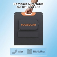 Panel Solar Portátil Maxsolar de 100W, IP67 Impermeable, 23.5% de Eficiencia, Plegable, 4.4kg, Cargador con Salida USB/Tipo-C, Estación de Energía