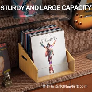 Bamboo Wood <b>Record</b> Storage Box Solid Wood Vinyl CD Organizer Desktop Album <b>Holder</b> No Lid - Product Image 2