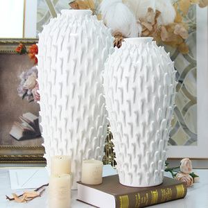 V165W vaso in rilievo <span class=keywords><strong>bianco</strong></span> decorazione per la casa in ceramica <span class=keywords><strong>riccio</strong></span> artigianato accessori per la casa decorazione - Product Image 2