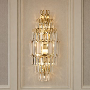 Aplique de Pared de Cristal y Latón de Lujo Moderno Hecho a Mano con 9 Luces para Dormitorio, Sala de Estar, Pasillo, Escalera, Villa, Hotel, OEM, ODM - Product Image 4