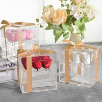 Boîte de rangement transparente en acrylique, boîte cadeau pour fleurs éternelles, style tiroir, boîte de présentation pour roses, souvenir de la Saint-Valentin, boîte à fleurs