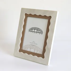 Placage de marbre naturel rustique patiné Surface semblable à la pierre Cadre <span class=keywords><strong>photo</strong></span> en bois de table <span class=keywords><strong>Effet</strong></span> de pierre en détresse classique Ondulé - Product Image 1
