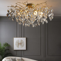 Lampe de plafond en cristal de luxe PM, chambre à coucher, salon, lampe suspendue en forme de branche de pluie, décoration artistique moderne française, luminaire suspendu