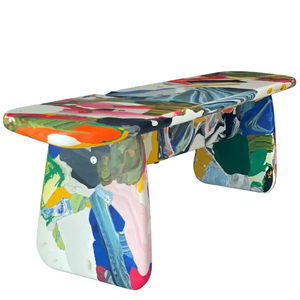 Elegante diseñador pintado a mano mesa de centro otomano vivamente coloreado personalizado Menhir banco para área de entretenimiento - Product Image 1