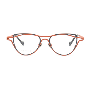 7758 todo titanio moda de lujo en forma de gato Marco de gafas ópticas nuevo patrón sólido grande siete colores personalidad única ojo de gato - Product Image 4