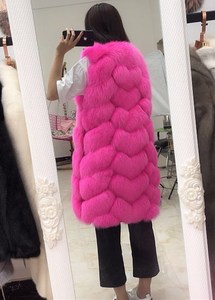 Hot Pink <strong>Women</strong> Real Fox Fur <strong>Gilet</strong> Customize Fox Fur Vest <strong>Long</strong> Wholesale Winter Fur Gilets Girls - Product Image 2