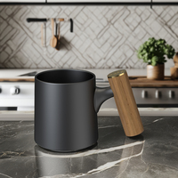 Mug à café en porcelaine de haute qualité avec poignée en bois, style moderne et luxueux, écologique, capacité de 450 ml