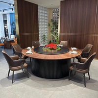 Table de salle à manger ronde en pierre électrique rotative moderne de luxe, durable, 10 places, pour la maison et l'hôtel
