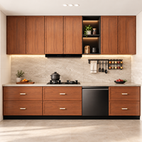 Îlot de cuisine modulaire de luxe moderne de style Shaker, prêt à assembler, avec portes vitrées, écologique et ignifuge, vente en gros