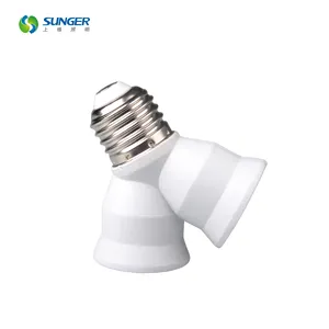 Pemegang lampu E27 hingga 2E27, adaptor lampu, dasar lampu E27 ganda E27