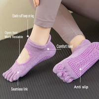 Chaussettes de yoga à cinq orteils avec logo personnalisé, antidérapantes, chaussettes de Pilates avec talon ouvert pour l'entraînement en studio