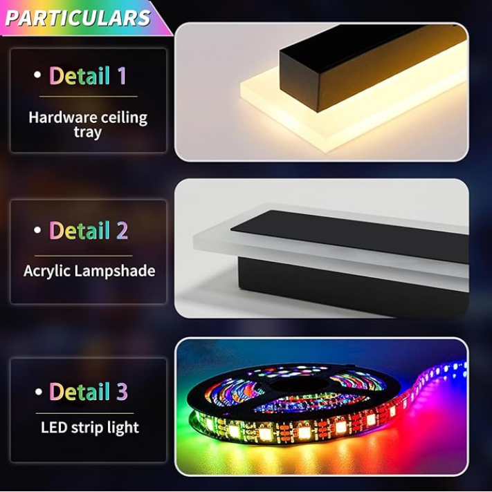 RGB Modern Outdoor Long Wall Strip Light Rectangular Black Elegant Frosted Acrylic IP65 Waterproof Linear LED Wall Sconces · image 3