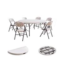 Tables pliantes blanches en gros pour événements, réceptions, mariages, tables rondes, carrées, rectangulaires, tables en plastique d'intérieur avec pieds en acier