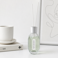 Bouteille diffuseur de parfum en verre irrégulier à facettes carrées de 200 ml avec bouchon rond coloré, vide, pour la maison, personnalisable avec logo