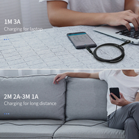 Kabel Data USB Micro Nylon 3A Berkualitas Tinggi untuk Pengisian Cepat Ponsel dan Power Bank Grosir