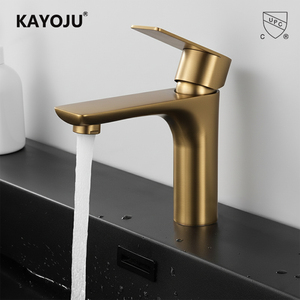 Phòng tắm lưu vực Vòi màu vàng cơ thể đồng tốt, hộp mực gốm, hợp kim kẽm xử lý, và điều chỉnh nước nóng và lạnh - Product Image 5