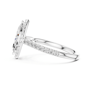 Anillo de compromiso Solitaire Halo Marquise con diamante de 2 quilates cultivado en laboratorio, plata de ley 925, regalo para boda, fiesta o aniversario. - Product Image 4