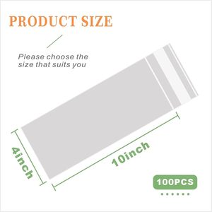 100 pcs 4" x 10" Long Clear Resealable Cellophane <b>Bags</b> Self Sealing Treat <b>Bags</b> Cookie <b>Bags</b> with Adhesive Flap Gift - Product Image 2