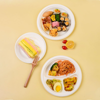 Assiettes Rondes Biodégradables en Bagasse pour Restaurant, Entièrement Compostables, avec Compartiments et Accessoires pour la Restauration