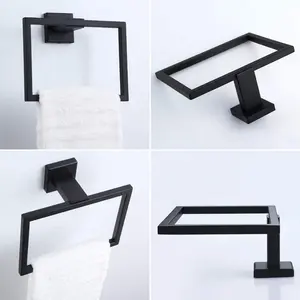 China Supplier New Design Chrome Stainless Steel Towel Ring Square Towel Ring Bathroom Towel Rings