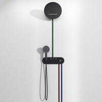 Système de douche mural encastré chromé 2 fonctions avec pommeau de douche céramique à jet doux et mitigeur intégré en laiton massif