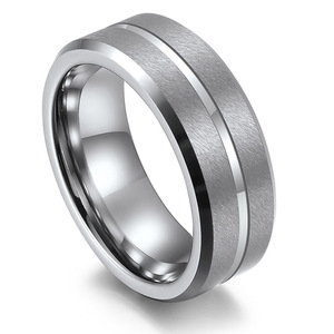 OBE Jewelry <span class=keywords><strong>Shoppee</strong></span> Venta caliente Acabado mate Plata 8mm Anillos de carburo de tungsteno para hombres Anillo de compromiso de tungsteno - Product Image 1